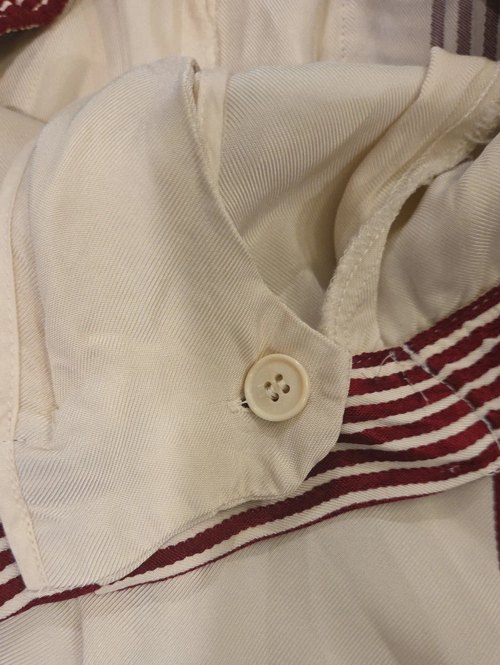 Zara High Waist Striped Wide-Leg Palazzo Pants-- Ecru & Burgundy Size M! - Picture 6 of 11